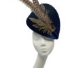 Navy velvet teardrop percher with beautiful feather detail.